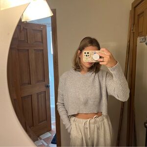 Offline by aerie cropped grey sweater
